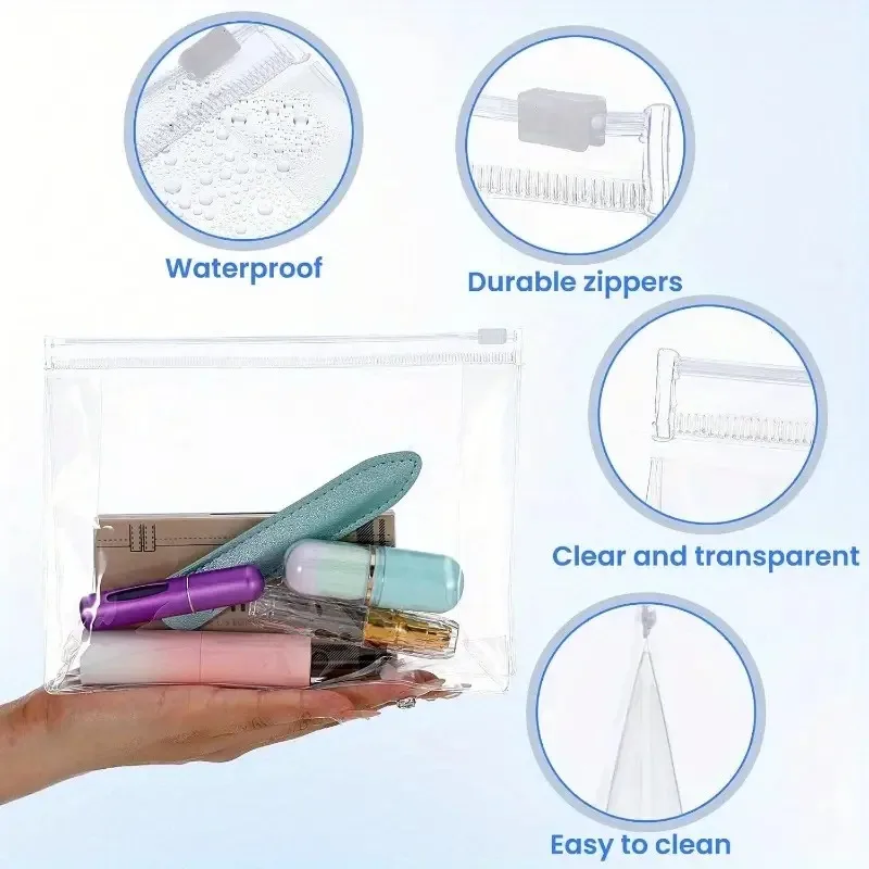 1-12 قطعة بولي كلوريد الفينيل الشفاف تخزين السفر المنظم واضح حقيبة مستحضرات تجميل التجميل حقيبة مستحضرات التجميل حقيبة أدوات الزينة غسل أكياس #3
