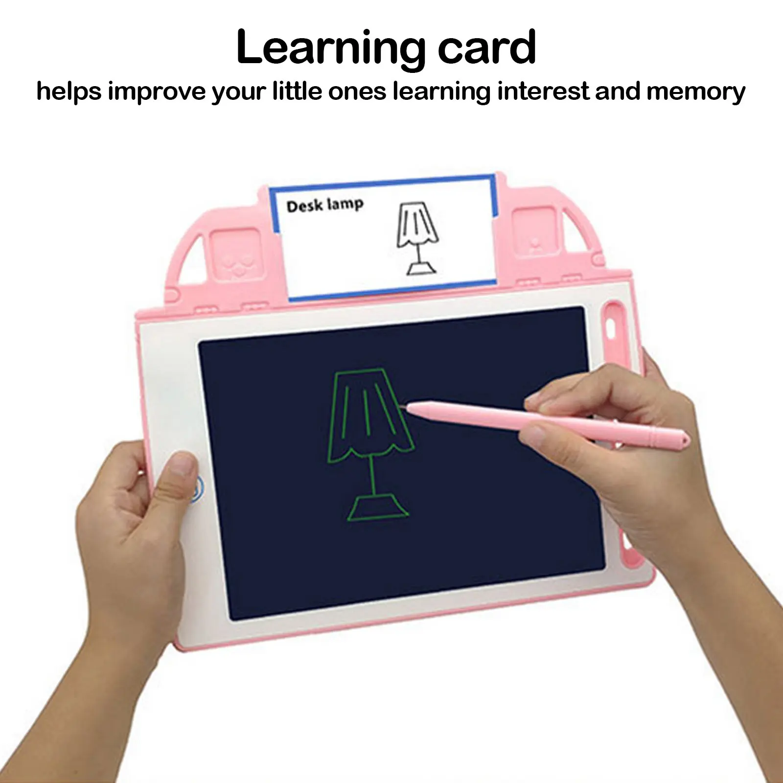 Tablet apagável de escrita LCD para crianças, placa eletrônica doodle, bloco de desenho com cartões de aprendizagem, brinquedos educativos, presentes para meninas