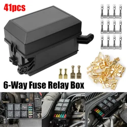 Accessories For Car Truck Trailer 6 Way Fuse Relay Box Auto Replacement Part Circuit Protector Terminal Holder Block Black