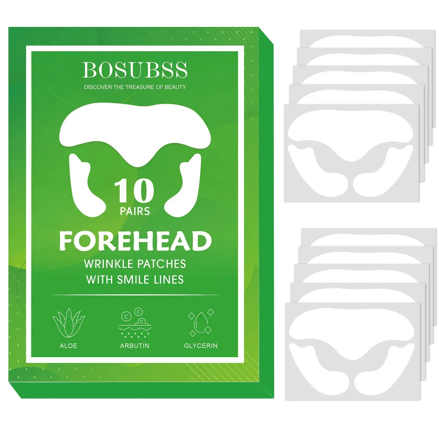 10pairs forehead and full face wrinkle patch reduces wrinkles, tightens wrinkles, moisturizes and smooths the skin