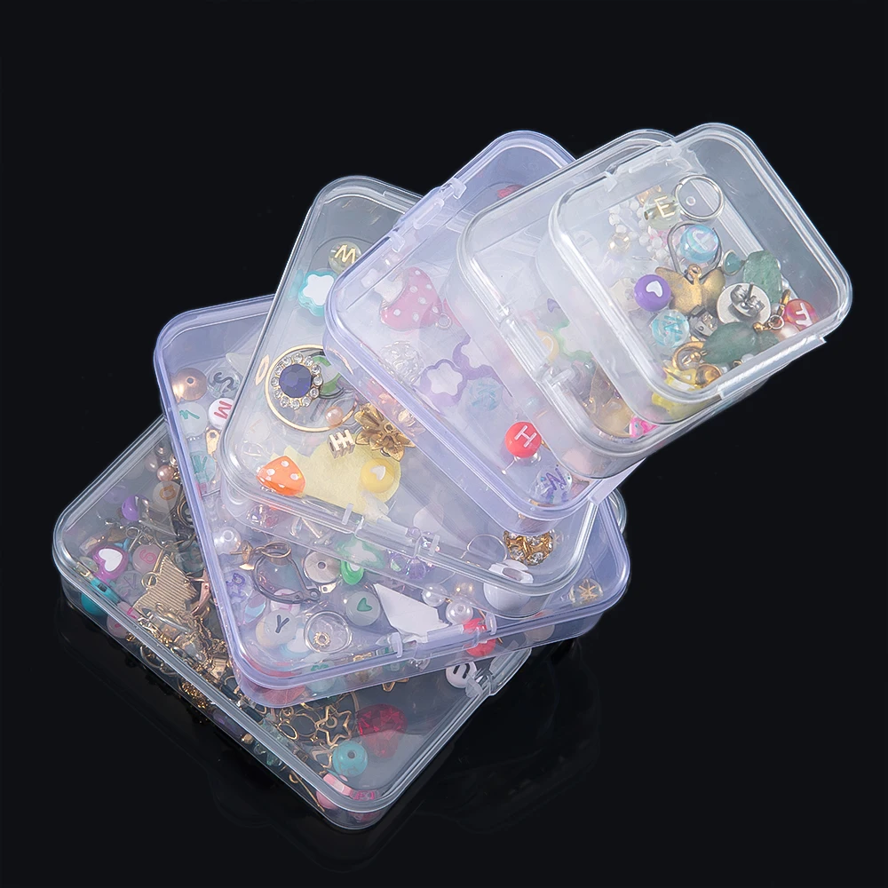 1pc Clear Plastic Box Multi-size Jewelry Accessories Storage Case Transparent Display Organizer Multifunctional Portable Carrier