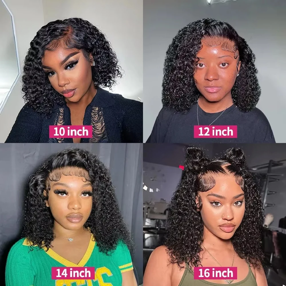 Curly Short Bob 13x4 Lace Frontal Human Hair Deep Wave HD Transparent 13x6 Lace Front Wigs 4x4 Lace Closure Wigs For Women