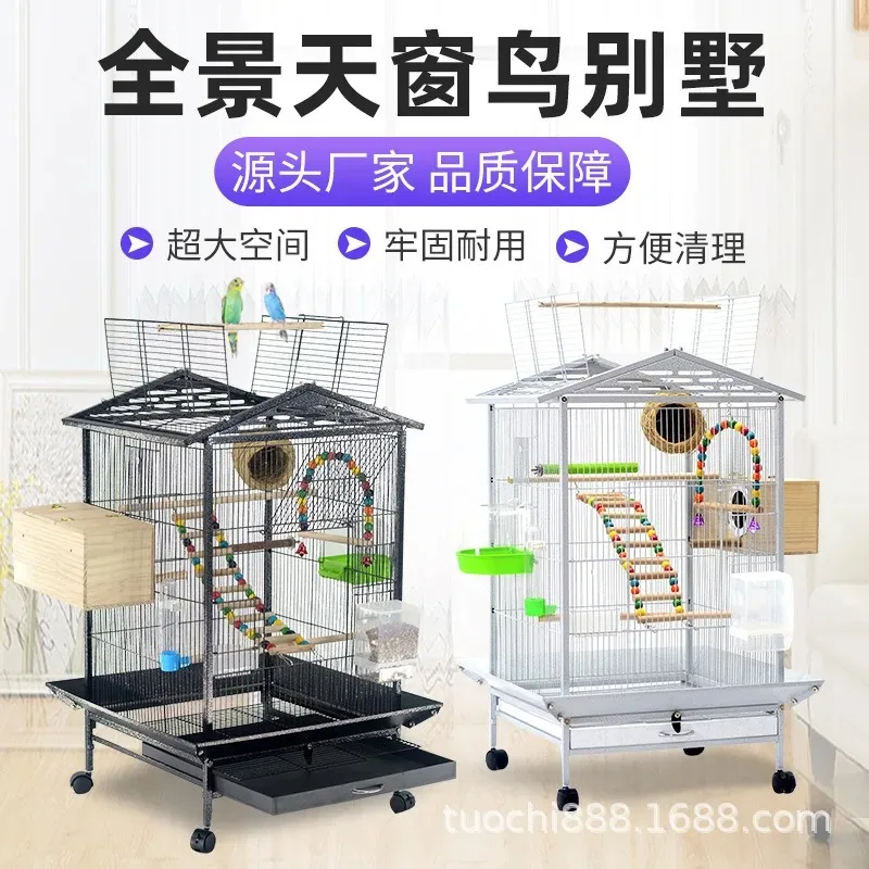 Directly from the manufacturer metal bird cage, multi-functional group bird cage, pet cage, senior bird villa, parrot cage