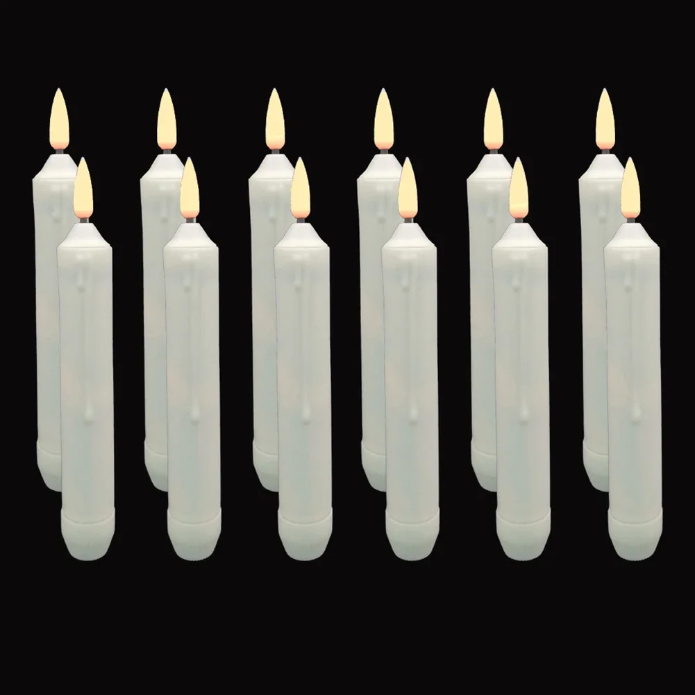 6pcs LED Flameless Tapered Candle Lights, Simulation 3D Wick Wedding Arrangement Proposal Props Battery Operated Home Decoratio