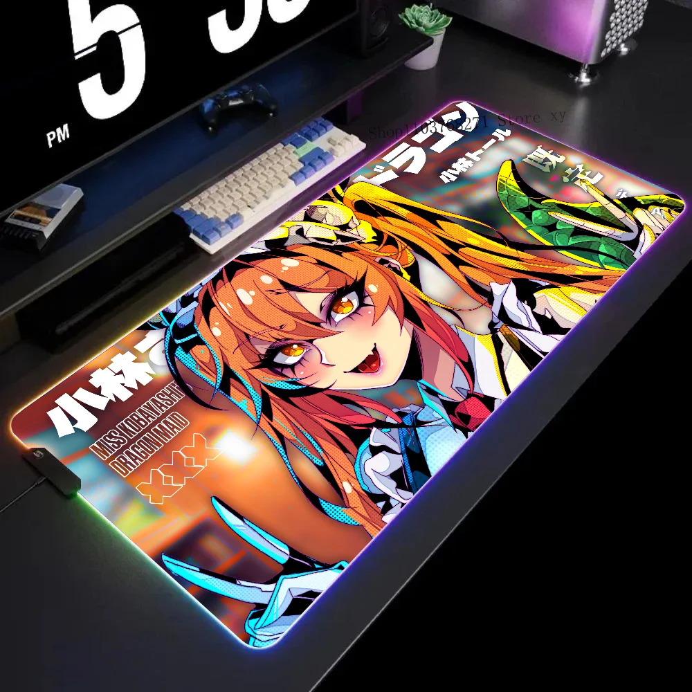 

Tohru - Dragon Maid Mousepad XXL RGB Gaming Mouse Pads HD Black Gamer Accessories Large LED