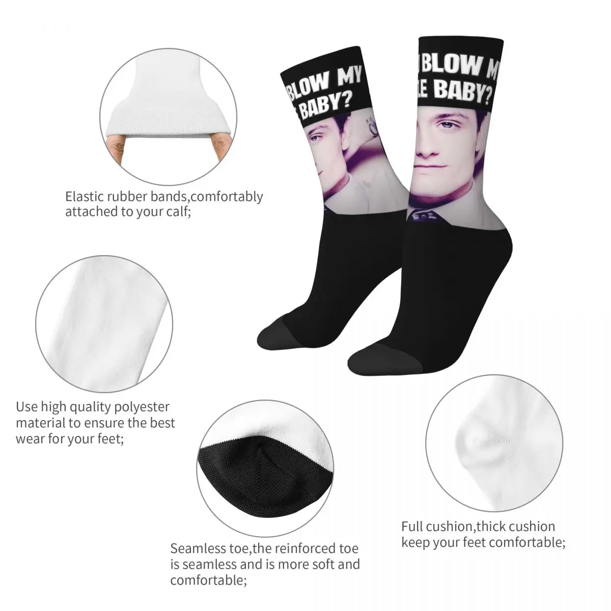 Josh Hutcherson Socks Men's Women's Casual Can You Blow My Whistle Baby Socks Harajuku Spring Summer Autumn Winter Socks Gifts