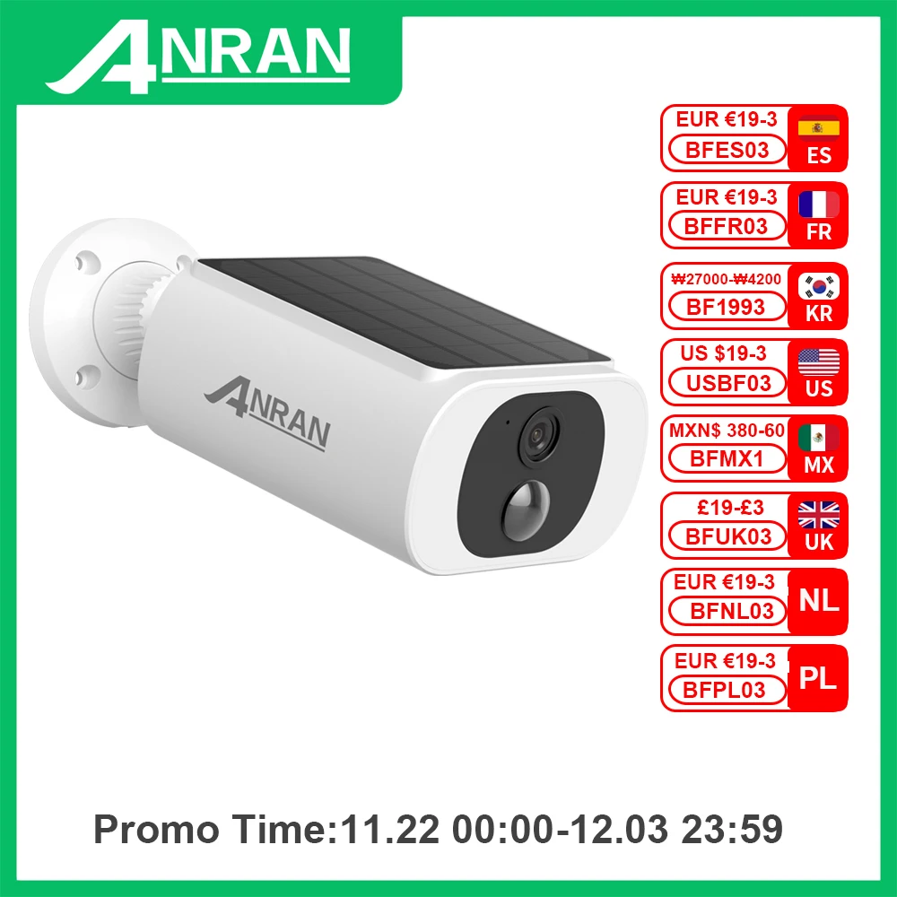 ANRAN 2K Solar Security Camera C3 Outdoor Wireless Solar WIFI Camera Battery Camera Floodlight Color Night Vision Can't Add NVR