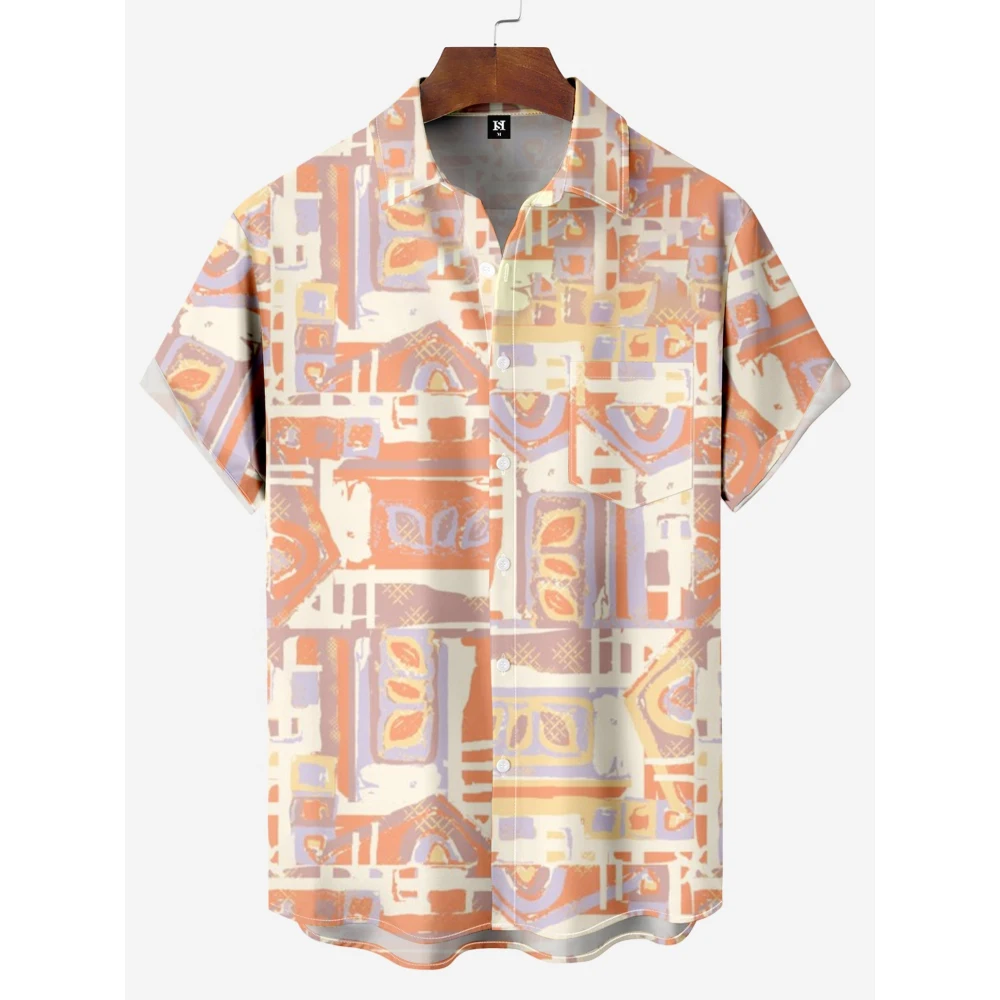 

Summer Men Shirt 3D Plaid Printed Short Sleeved for Hawaiian Beach Shirt Shirt Casual T-Shirts Men's Clothing Oversized Shirts