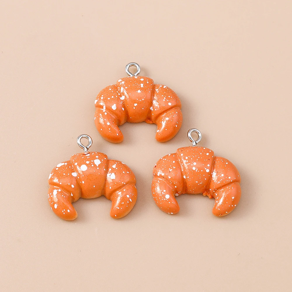 Leslie 10 Stück süße Waffel-Croissant-Ei-Törtchen-Baguette-Brot-Charms-Anhänger für Ohrringe, Armbänder, Halsketten, Schmuckherstellung, DIY – Detail 8