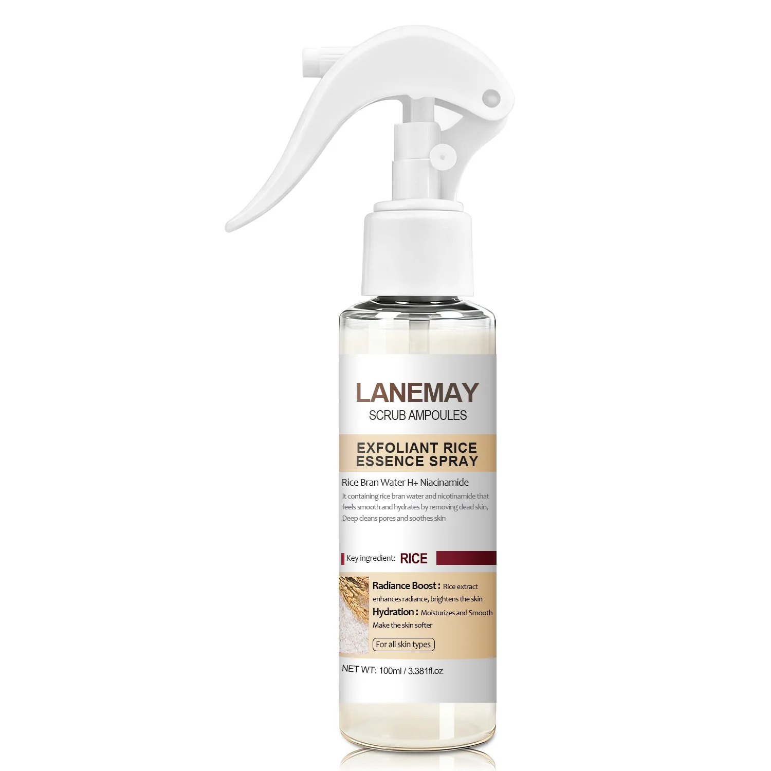Rice Extract Exfoliating Spray Removes Skin Waste, Making the Skin Smoother and Brighter