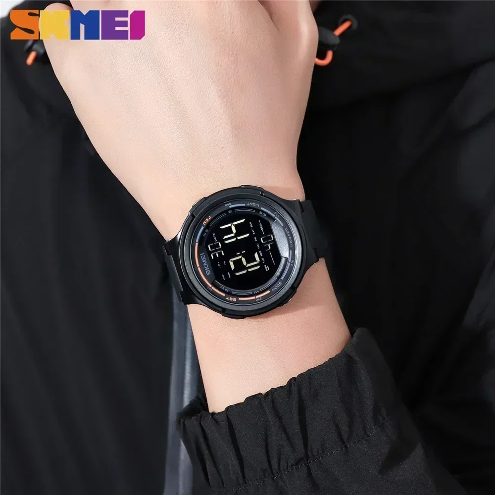 SKMEI-reloj de pulsera deportivo para hombre, cronógrafo Digital con luz LED, resistente al agua, 5Bar, 1841