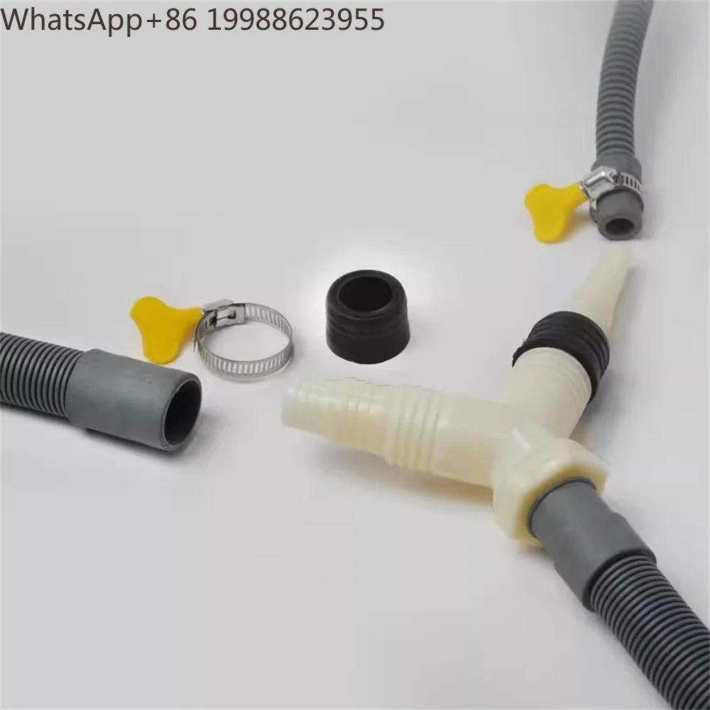 Double in one out drainage pipe washing and drying set three head drain for washing machine drainage pipe for drying machine two