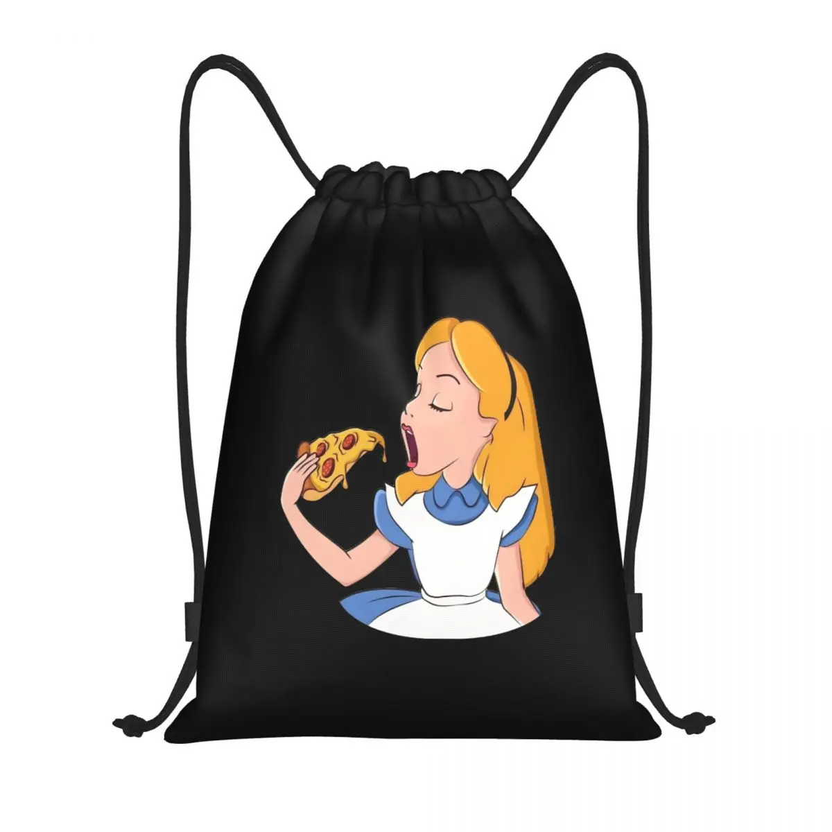 Mochila personalizada con cordón de Alicia en el país de las Maravillas, bolsas ligeras para hombres y mujeres con dibujos animados, mochila deportiva para gimnasio, sacos para viajar