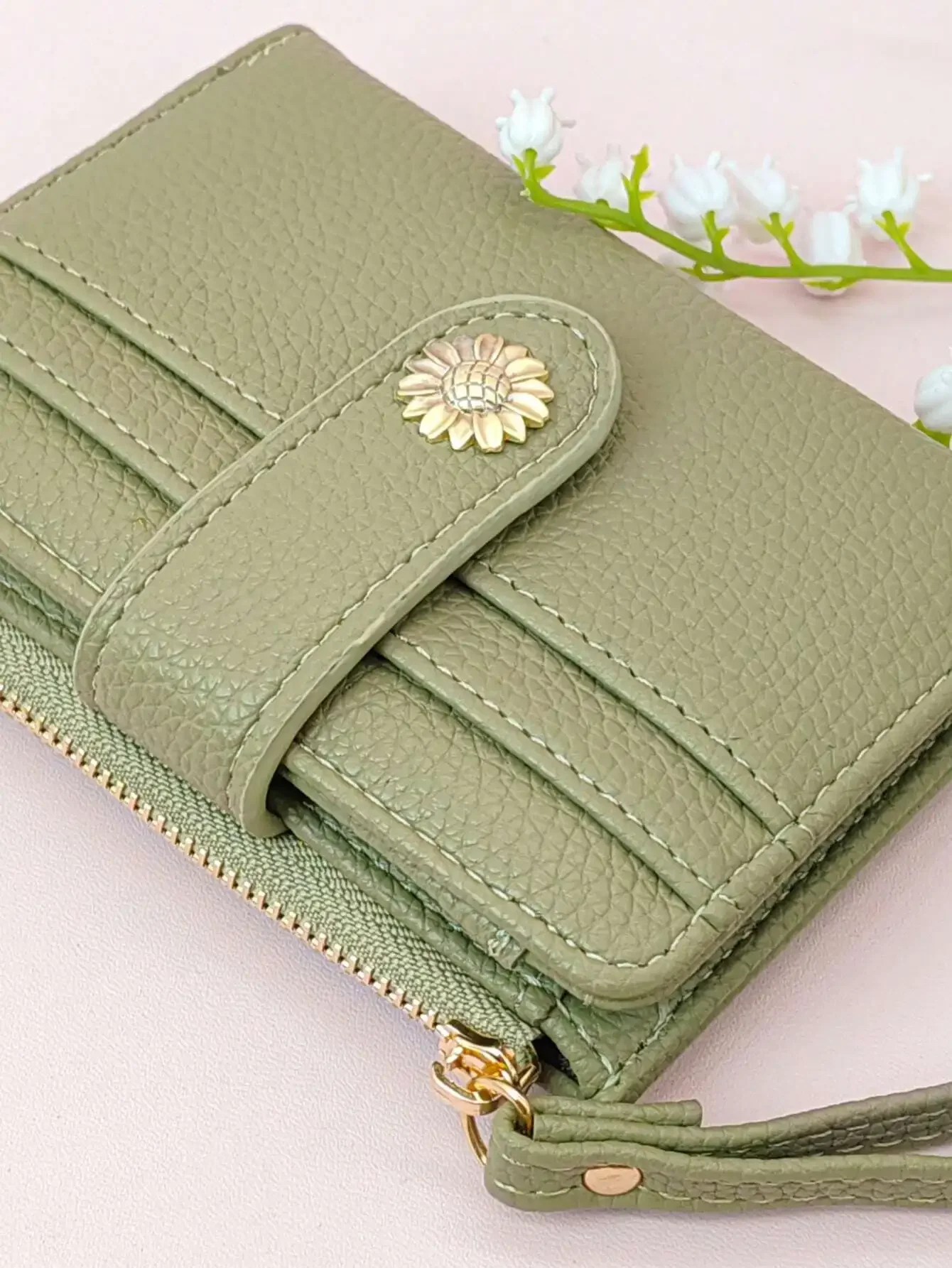 

Women's Short Wallet Mini Handbag Multi-Function ID Card Holder Solid Color Coin Purse With Zipper Casual Soft PU Multi-Function