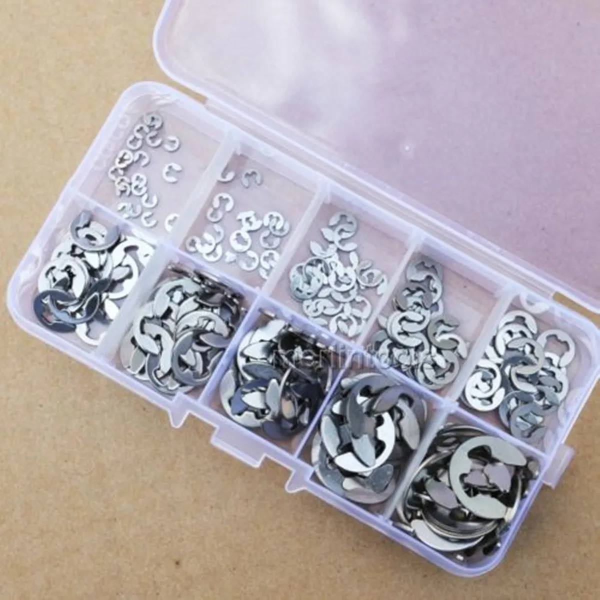 200Pcs E-Clip Assortment Kit 1.5 2 3 4 5 6 7 8 9 10mm 304 Stainless Steel