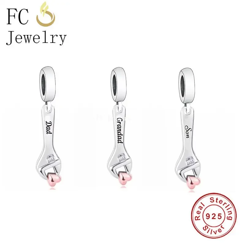 FC Jewelry Fit Original Pan Charms Bracelet Real 925 Silver Grandad Son Dad Pliers Bead For Making Women Memorial Berloque 2023