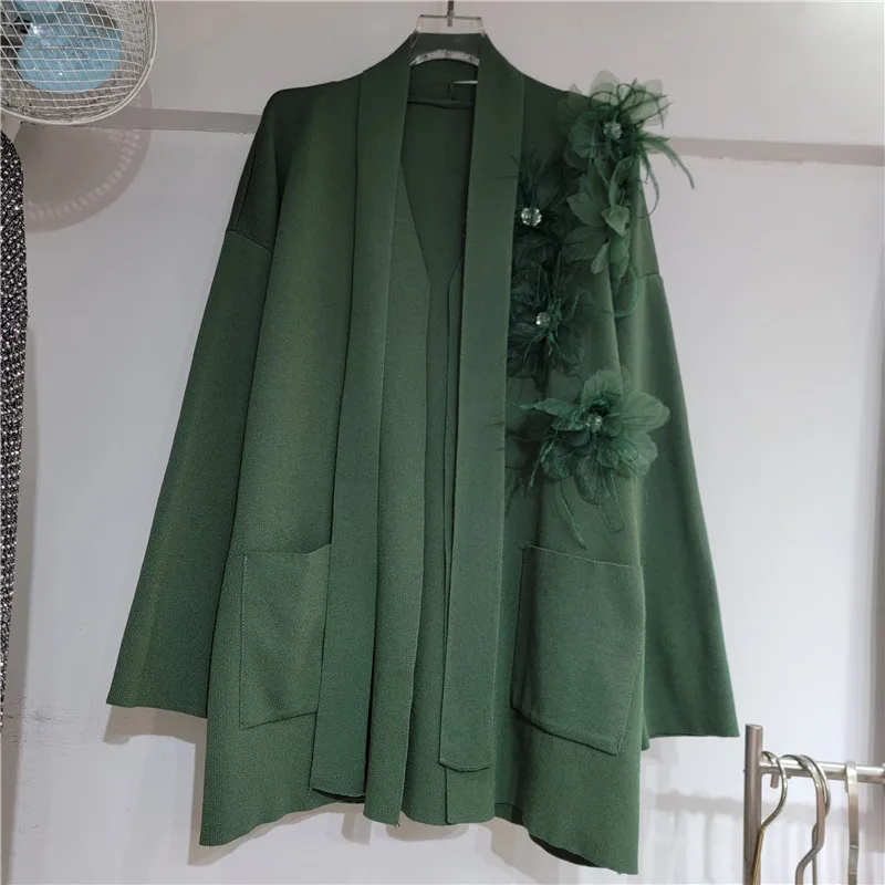 Clothland Women Sweet Knitting Cardigan Candy Color Long Sleeve Sashes Flower Female Chic Sweater Jacket Coat CB438