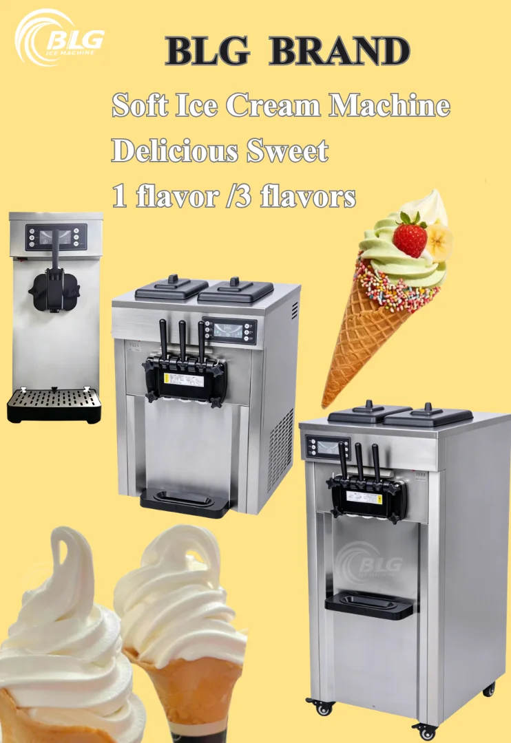 BLG Three Flavours Commercial Soft Cream Machine With Fast Cooling System For Dessert Bars Creates Silky Delicate Cream