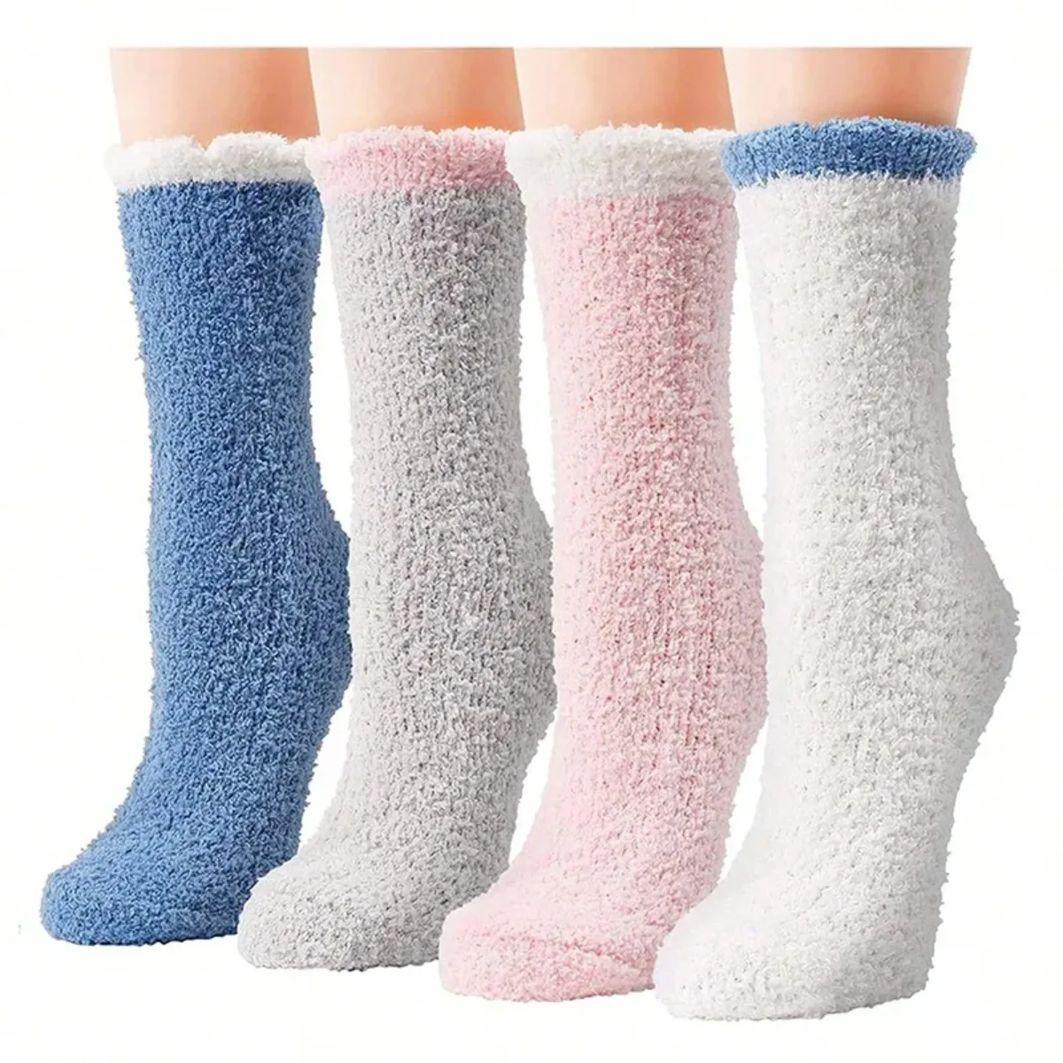 Fuzzy Thick Thermal Fluffy 4 Pairs Women's Winter Warm Socks Cute Home Slipper Socks Uses For Fashion Sleeping Socks Daily Wear