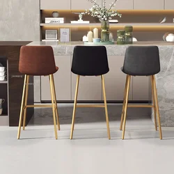 Nordic Bar Chairs Iron Kitchen Simple Bar Stool Home Furniture European Style High Stool Leisure Cafe Backrest Home Furniture