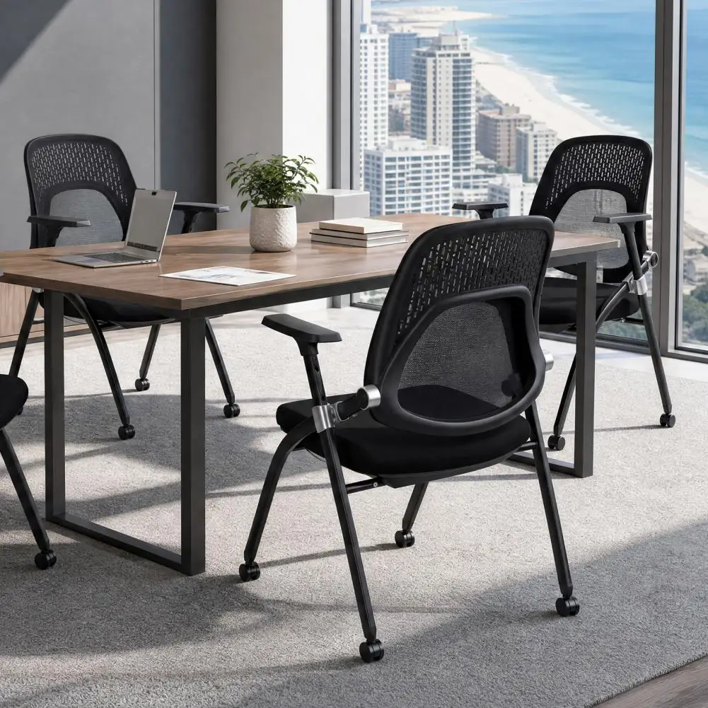 Mesh Adjustable Backrest, Stackable Conference Room Chairs Office Guests And Reception Chairs 300LBS Load Foldable Office Chair