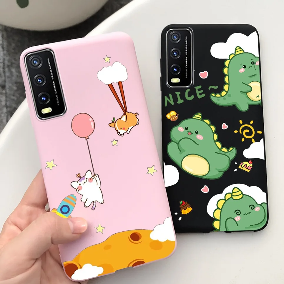 For Vivo V2027 V2028 V2029 Case Cartoon Astronaut Dinosaur Pattern Back Cover Ultra Soft Silicone Camera Protection Bumper