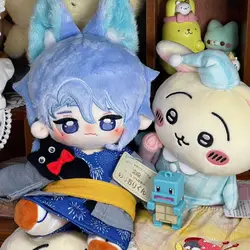 Game Genshin Impact Kamisato Ayato Cute Animal Ear Cosplay Soft Body Dress Up Pillow Mascot 20cm