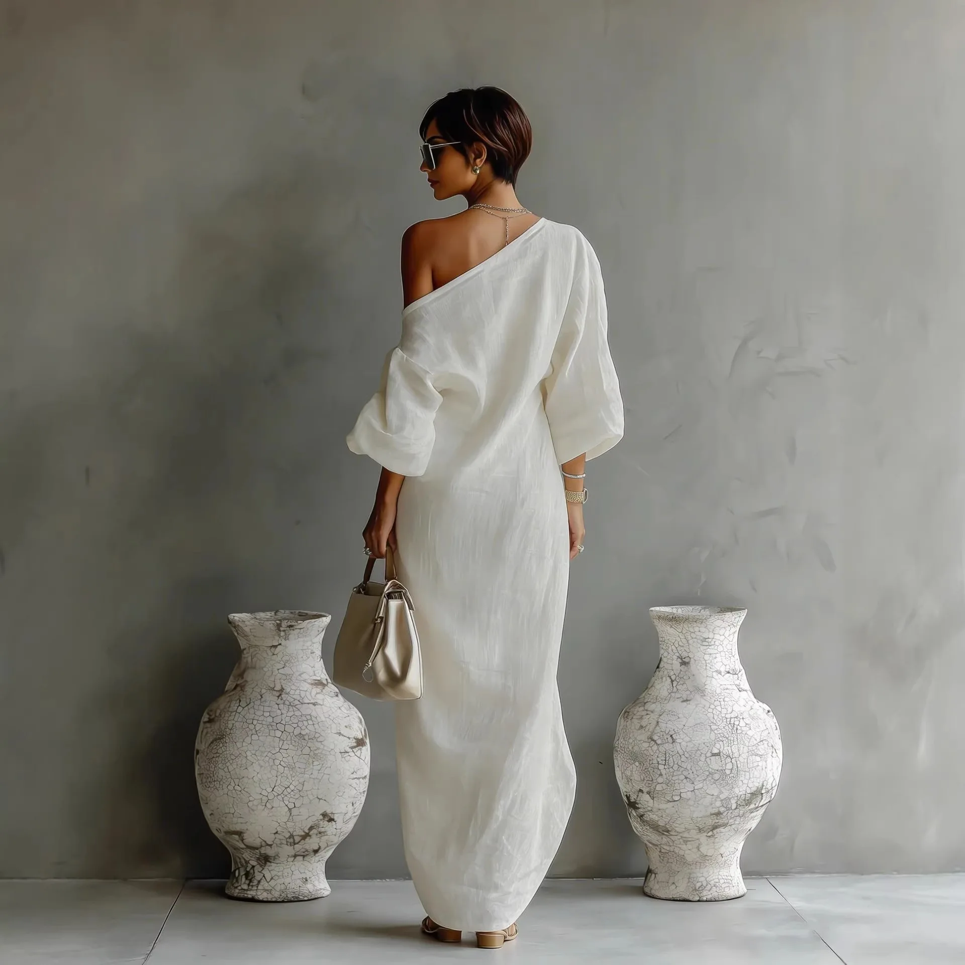 2026 Cross-Border European And American Spring Summer New Fashion High-End Women's Sleeve Off-Shoulder Long Mid-Waist Pullover