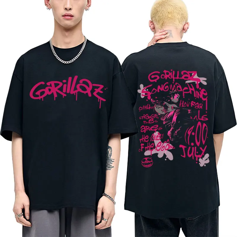 

Rock Band Gorillaz The Now Now Graphic T-shirt Men Women Fashion Casual Vintage T Shirts Male Casual Oversized Cotton T-shirts