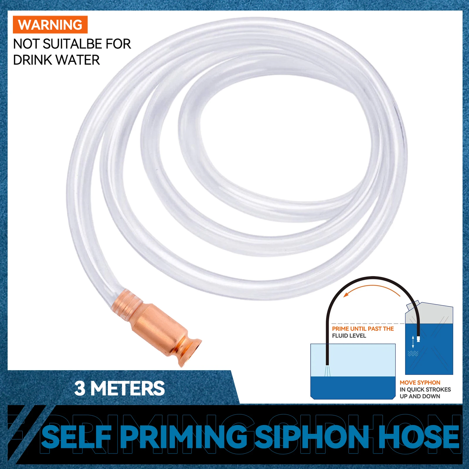 

18mm x 3M Self Priming Liquid Transfer Siphon Pump Water Fuel Diesel Jiggle Syphon Hose Gasoline Fuel Water Shaker Siphon PVC