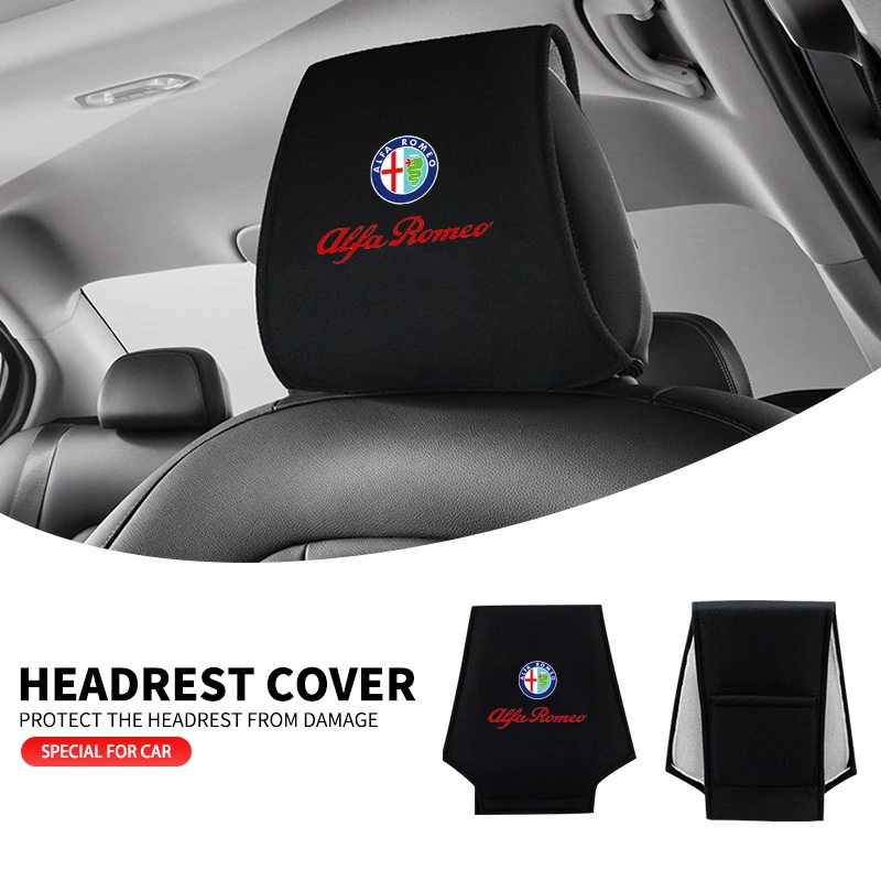 Car Logo Seat Backrest Headrest Cover Pillow Towel For Alfa Romeo Giulia Stelvio Giulietta 156 159 147 Mito Tonale Brera Disco V