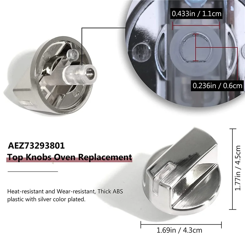 Gland amélioré ZCafe 293801, bouton de cuisinière, four à gaz, assemblage de bouton de commande de gamme, compatible avec les accessoires de Eva LG, 5 pièces