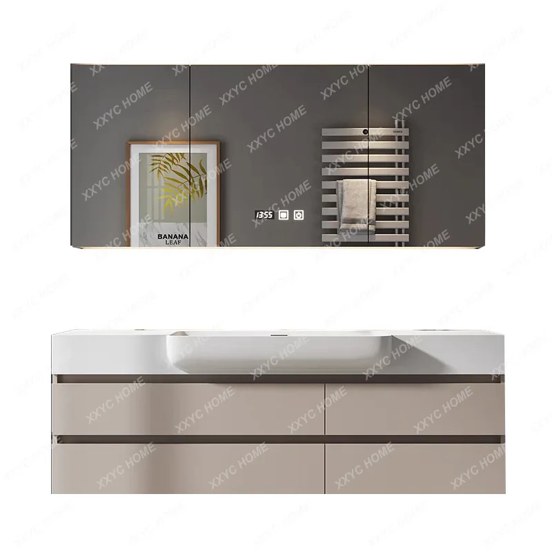 Stainless Steel Stone Plate Basin Bathroom Cabinet Assembled Cabinet Smart Mirror Cabinet Wash Basin Balcony Ark