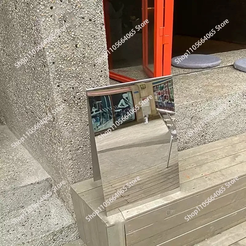 Floor-standing Stainless Steel Signboard Standing Photo Punching Mirror Billboard Coffee Shop Display Board