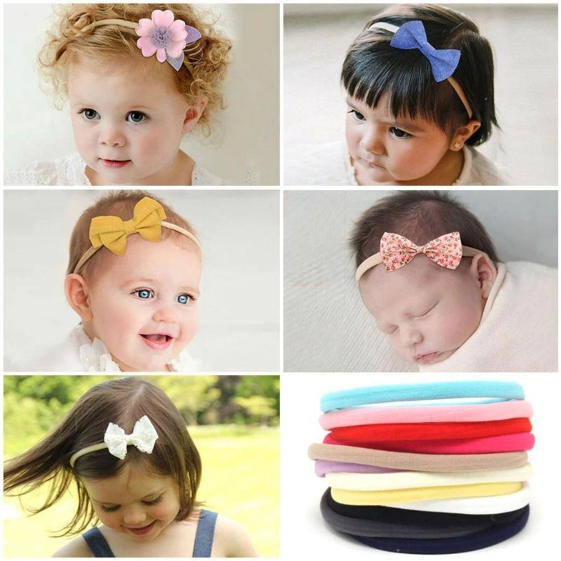 

M76C 20x Baby Girls Nylon Elastic Headband Soft for Infant Toddler Hair Band