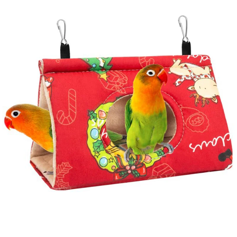 Hot Autumn Winter Parrot Nest House Comfortable Hammock Hanging Cage Plush Thickened Sleeping Bed Cave For Bird Pet Accessories