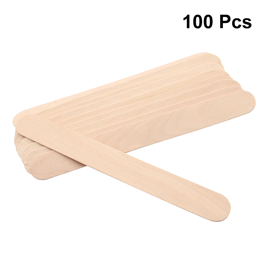 

100pcs Scraper Beauty Care Rod Natural Wood Unhairing Tool Waxing Skincare Tongue Spatula Light Yellow