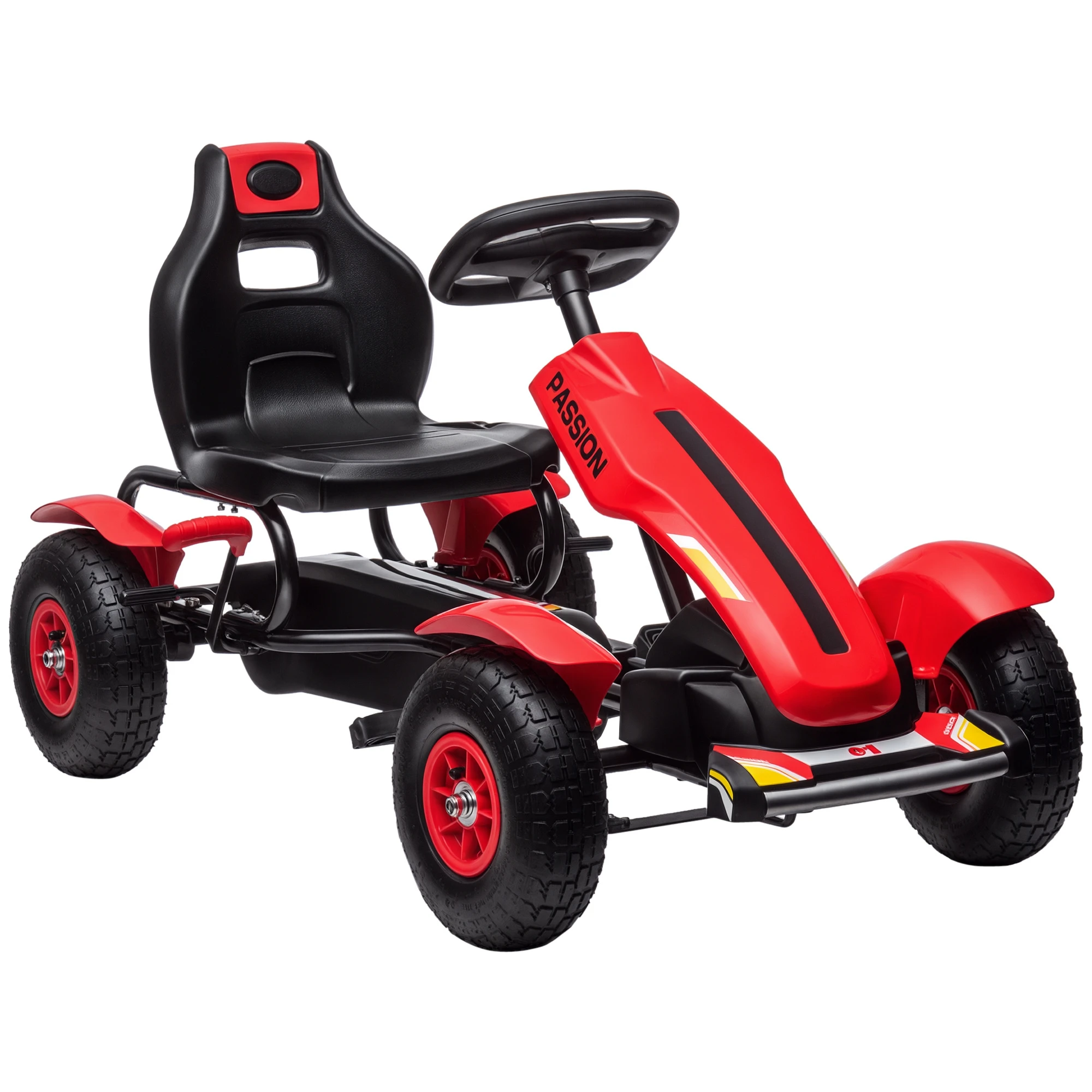 Go Kart HOMCOM a Pedales para Niños, Asiento Ajustable, Freno de Mano - Rojo 🏎️