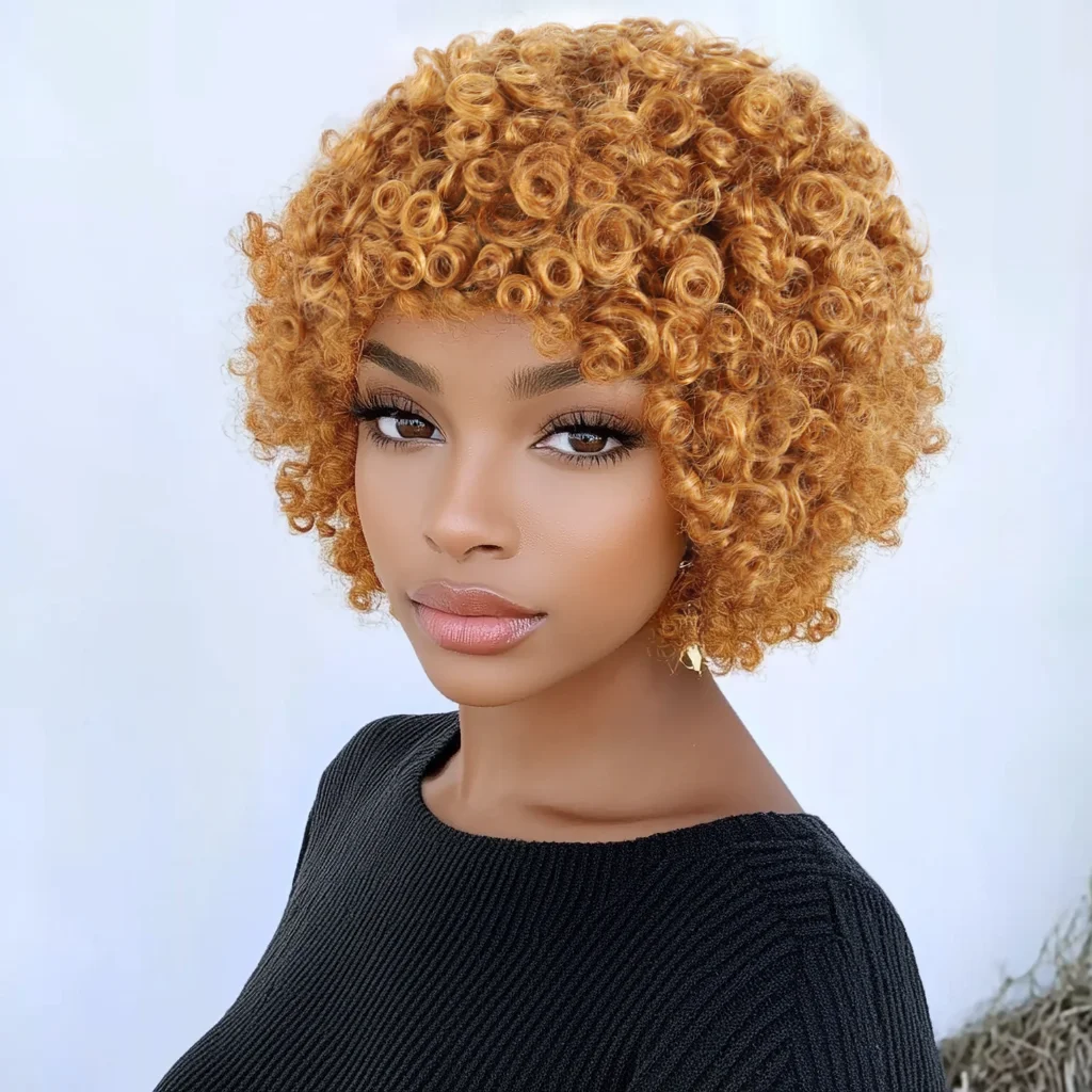 Brasileiro remy cabelo humano completo máquina feita perucas curtas afro encaracolado perucas para mulheres afro kinky encaracolado perucas com franja 180% densidade