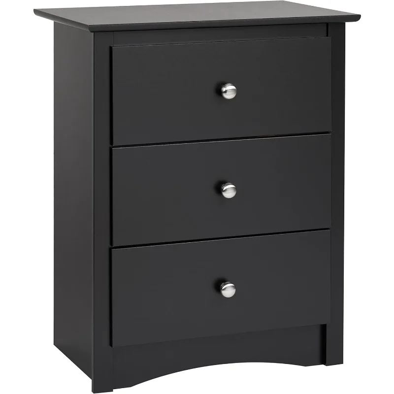 

Traditional Tall Nightstand Side Table with 3 Drawers, Functional Tall 3-Drawer Bedside Table 16" D x 23" W x 29" H, Black