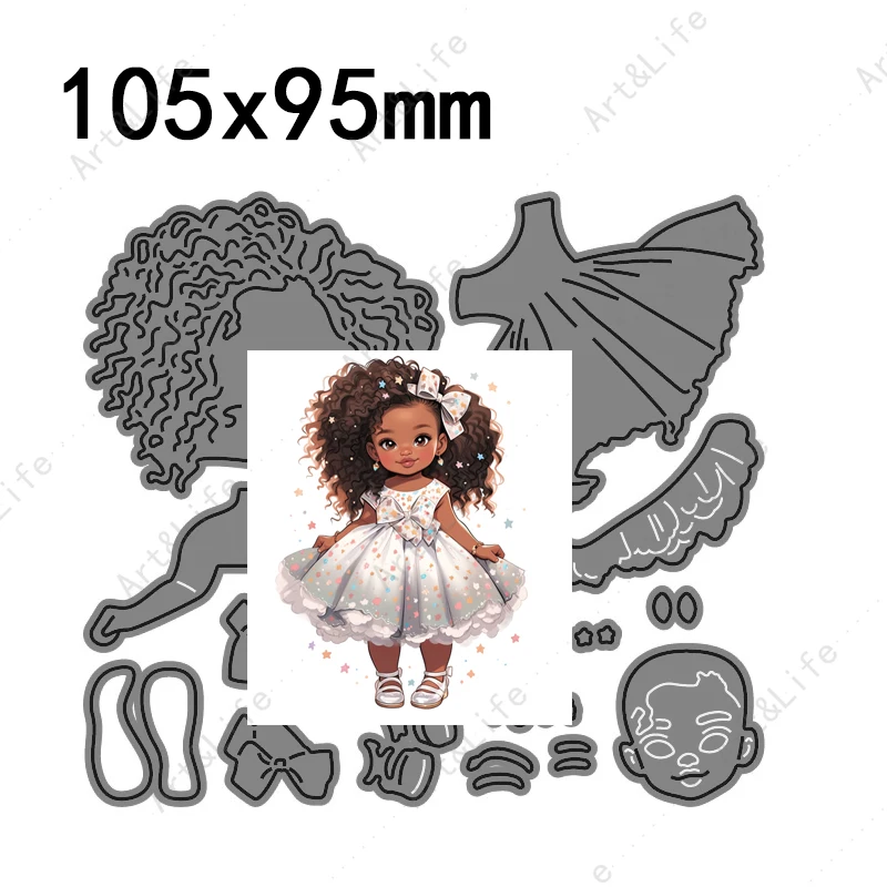 2024 Cute Doll Black Girl New Scrapbooking Cutting Dies Baby Stencils For DIY Paper Cards Embossing Cut Die Decorative Craft