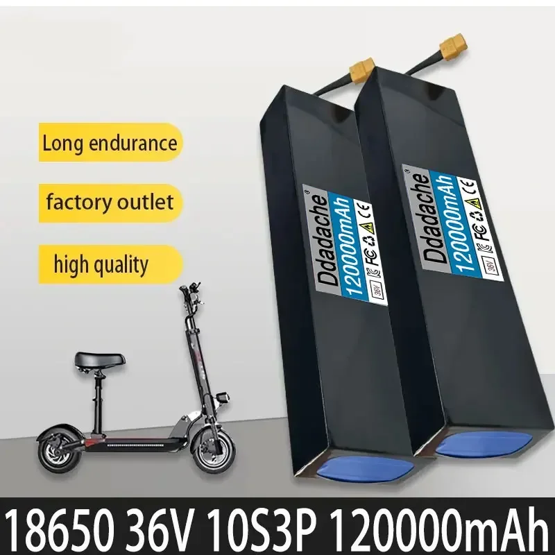 

36V 120Ah 18650 Rechargeable Lithium Battery Pack 10S3P 120000mAH 500W High Power Modified Bicycle Scooter Car with BMS XT60