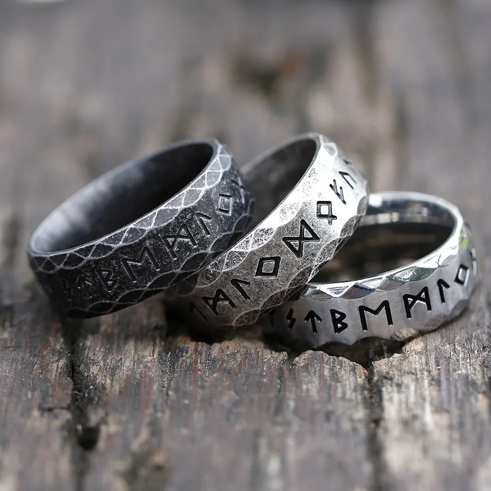 NEW Men's 316L stainless-steel rings retro Odin Viking rune for teen RING Amulet fashion Jewelry Gift free shipping