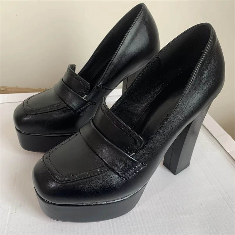 Elegant High Heels Shoe Woman Sexy Platform Dress Pumps Autumn Spring Black Green Heeled OL Party Office Wedding Shoes Ladies view 2
