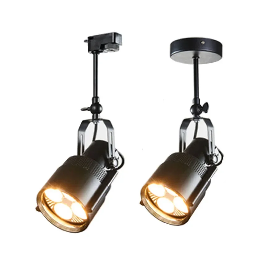 

10W 25W 35W Vintage E27 Track Light Loft Industrial LED Rail Spotlight Black Track Lamp For Barn Door Clothes Store Shop Decor