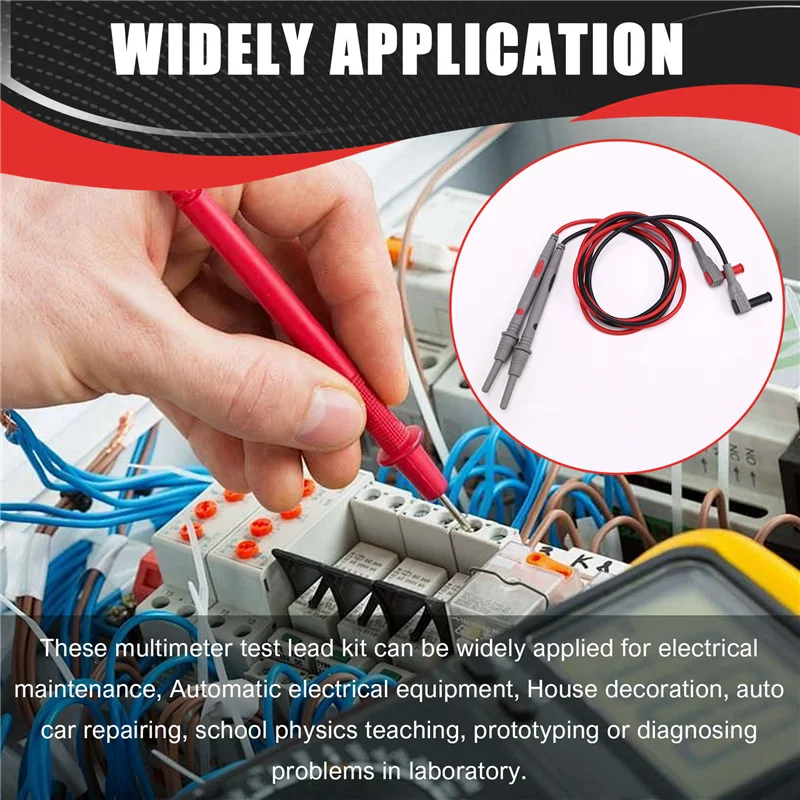 

AA76-Multimeter Test Leads Kit Replaceable Multimeter Test Probe Wire Professional Electrical Testing Set