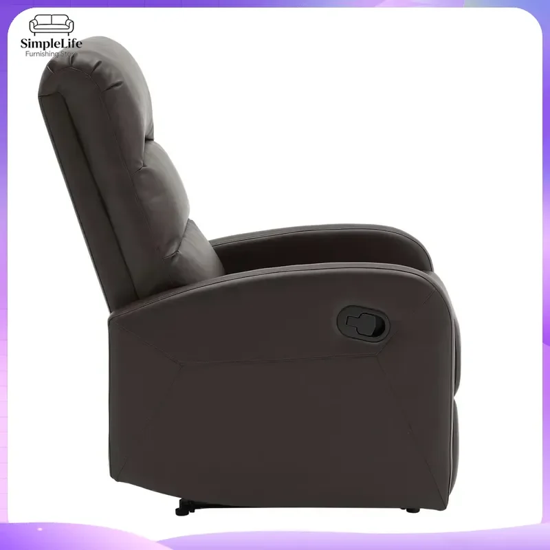 Dormi Modern Style Brown Faux Leather Chaise Lounge Chair Recliner Sofa for Living Room Bedroom Office Ergonomic Lounge Chair
