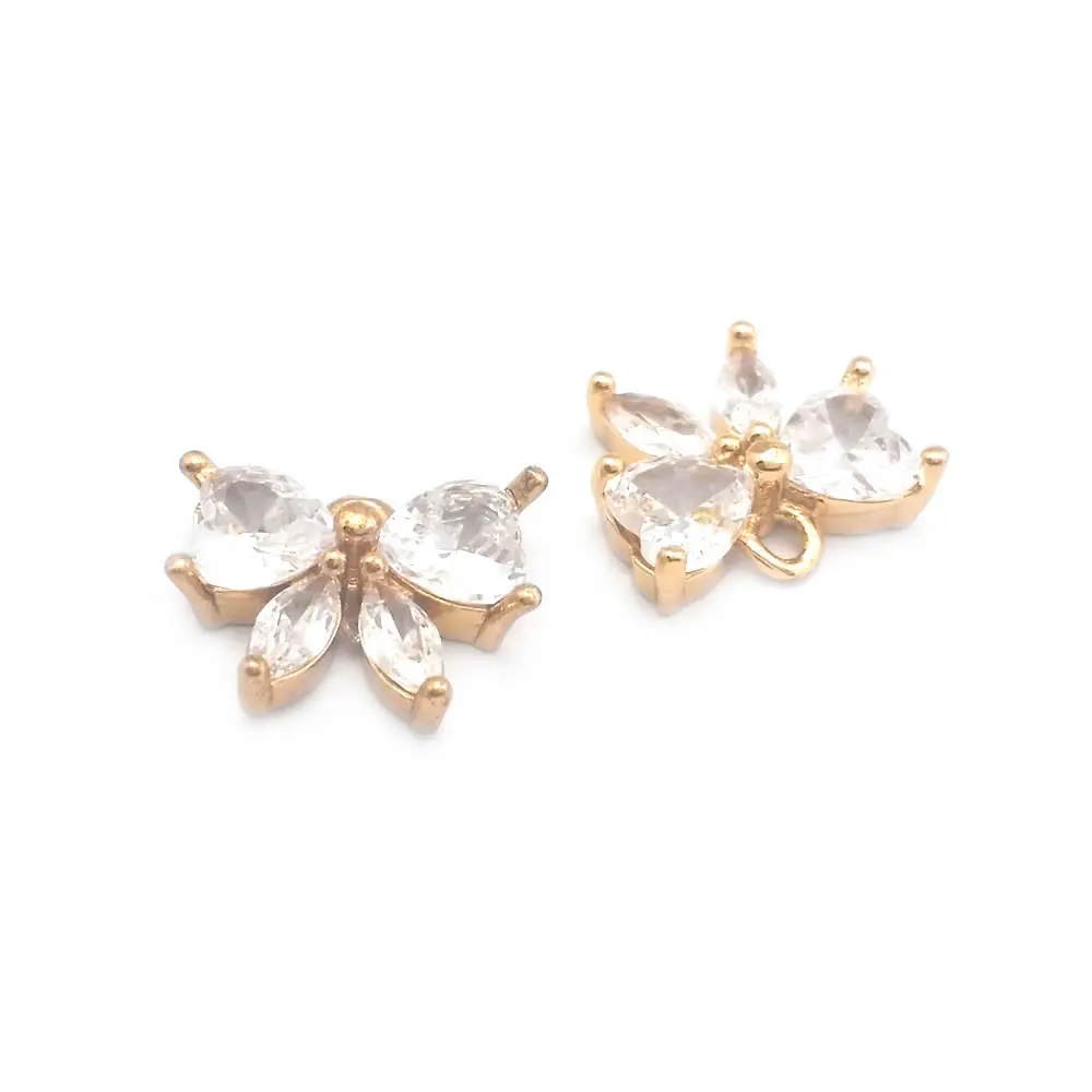 10PCS 10x12MM Hohe Qualität 18K Gold Farbe Messing und Zirkon Bogen-knoten Charms Anhänger schmuck Machen Diy Erkenntnisse Zubehör