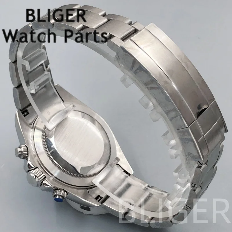 BLIGER VK63 caja de 40mm cronógrafo de acero inoxidable bisel de diamante indica cristal de zafiro buceo para movimiento de cuarzo VK63 VK63A