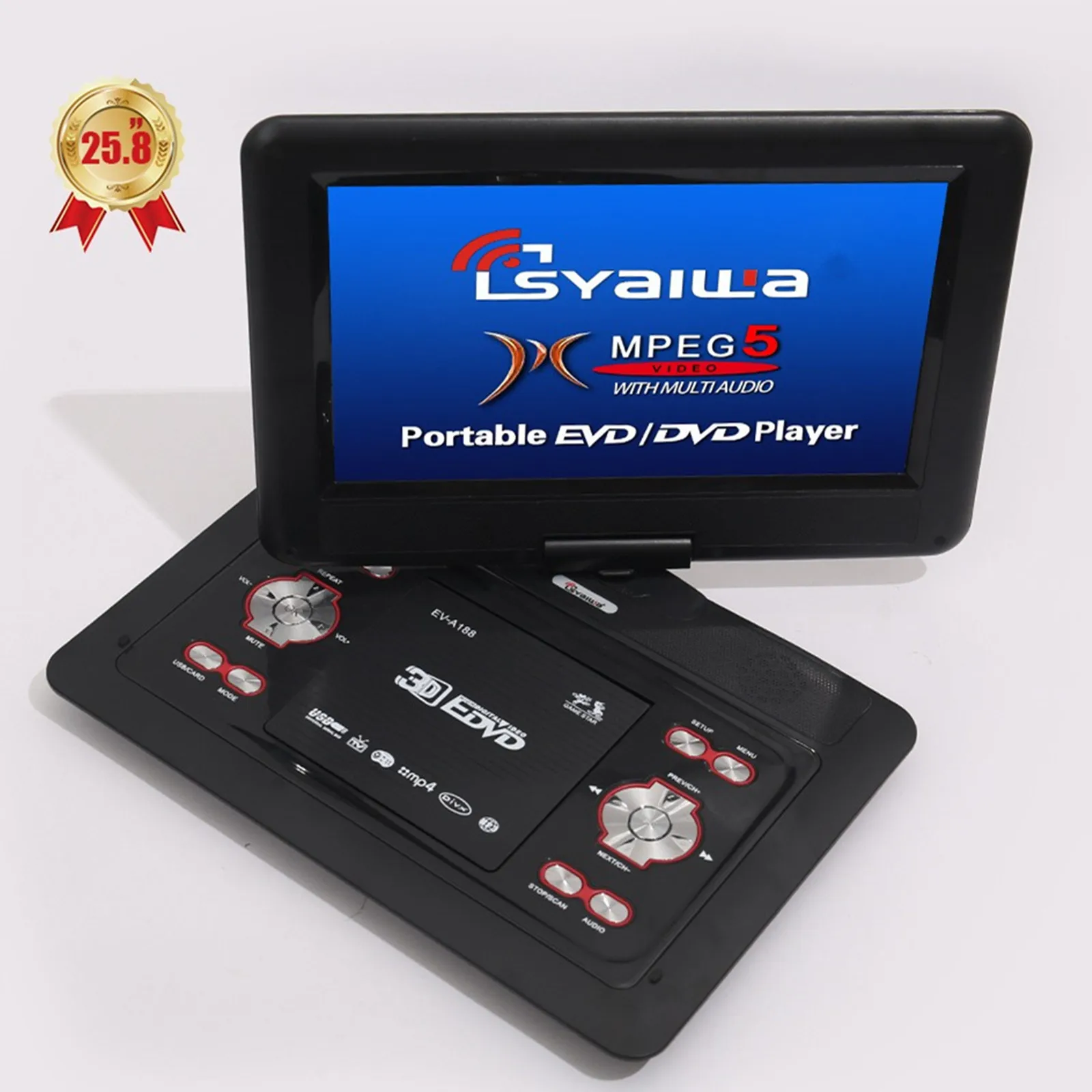المحمولة 25 بوصة DVD EVD لاعب HD لعبة فيديو وحدة التحكم محرك الأقراص الضوئية USB القرص آلة التلفزيون ميناء المتكلم بطارية عالية السعة